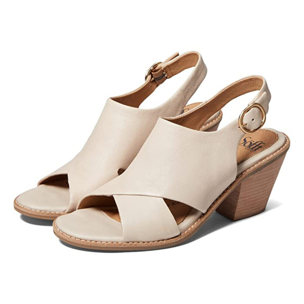 Sofft Mendi Sandals Women's US 9.5 Tapioca Gray Leather Block Heel ZOGG2068